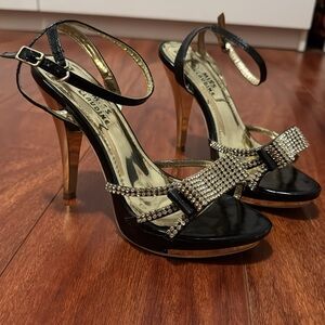 Miss Claudine heels. Purchased in France. Straps. Rhinestones. Open toe.